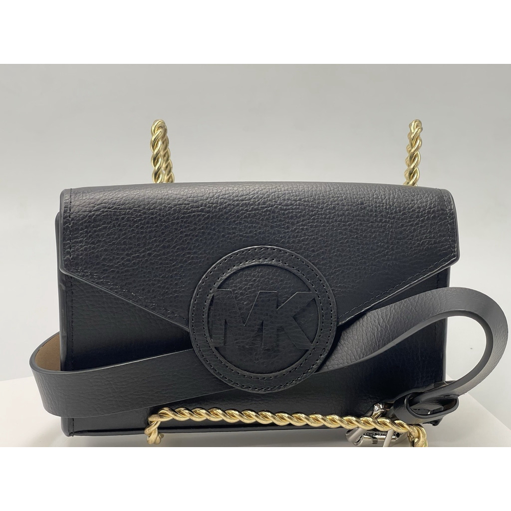 Michael Kors Waist Belt Bum Bag Fanny Pack Black Leather Mk Logo Sz L/XL 40”